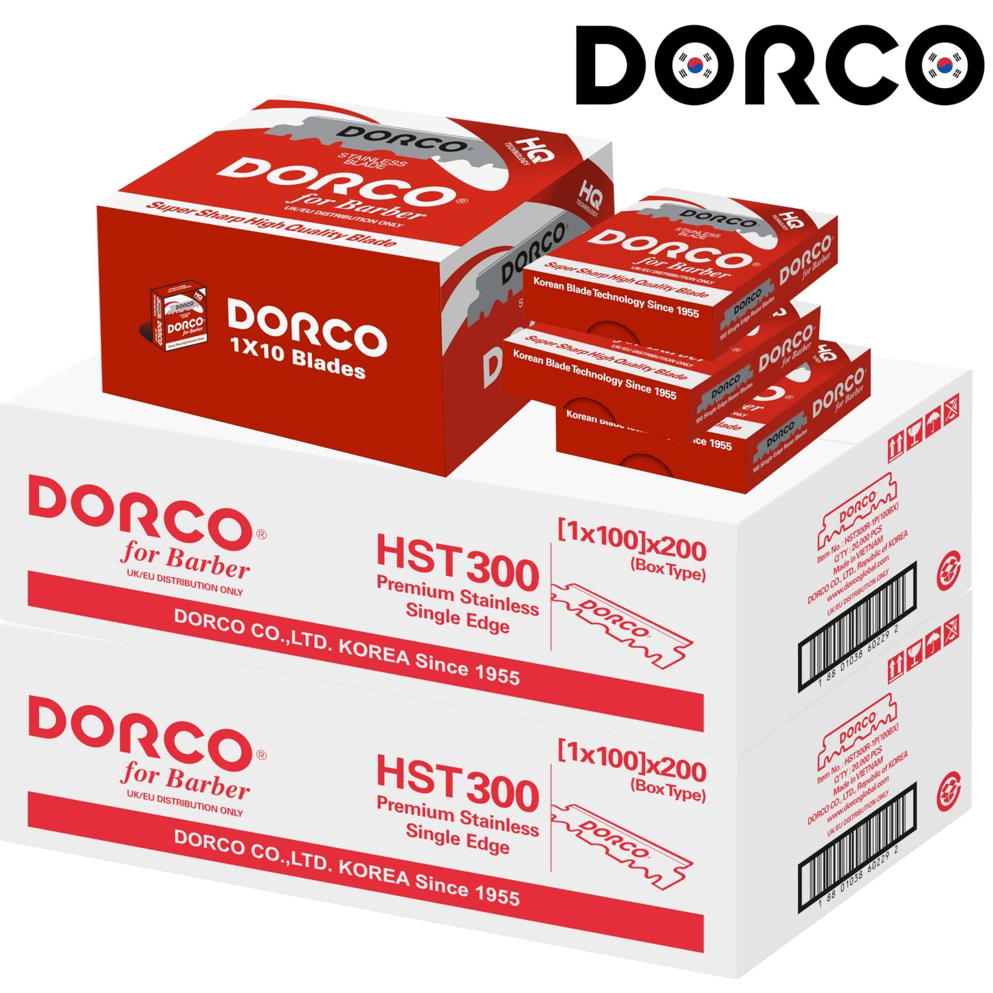 the shave factory Straight Edge Razor Kit (Black / 100 Dorco Single Edge Razor Blades Red)