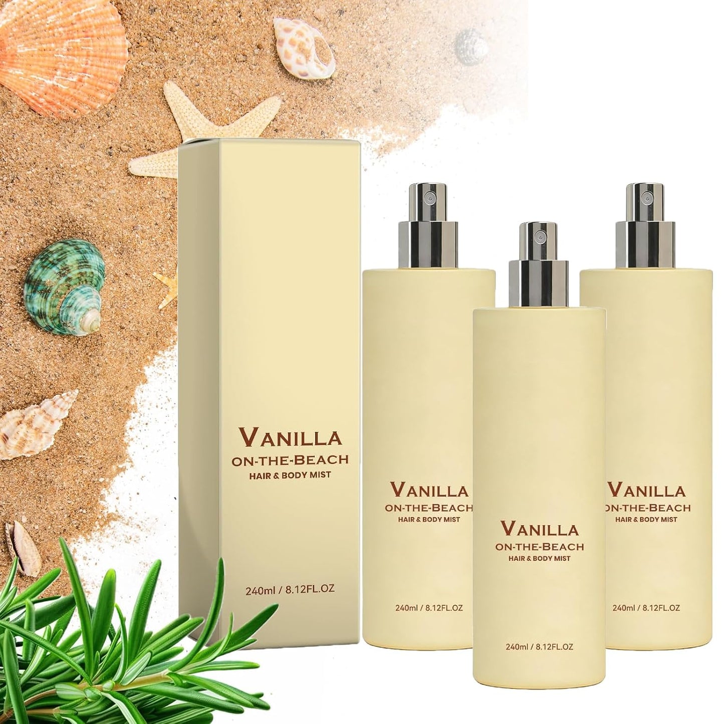 Vanilla On The Beach Hair And Body Mist - Long-Lasting Natural Scent | Lightweight Portable Spray (1pc)