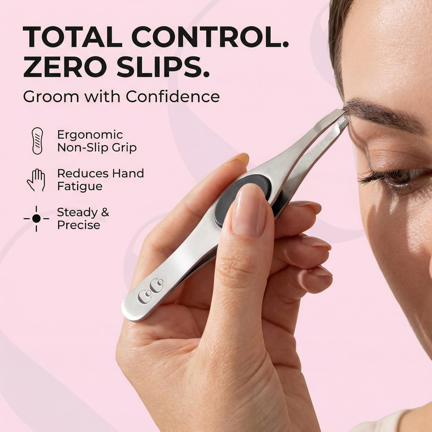 Coco’s Closet Tweezer for Eyebrows – Surgical grade Stainless Steel Slant Silver Tweezer - Precision for Ingrown Hair Removal