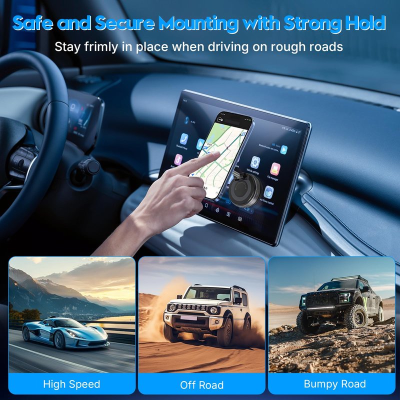 ELESULTRA Magnetic Phone Holder for Car - Suction Cup Phone Mount for Magsafe, Universal 360° Dashboard Phone Holder Vacuum Cell Phone Holders for Your Car/Gym/Mirror Car Mount for iPhone & Android