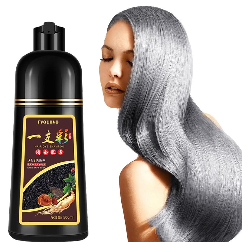 Silver Hair Dye - Instant Herbal Shampoo for Men & Women | Long-Lasting 3-in-1 Root Touch Up, 16.9 Fl Oz