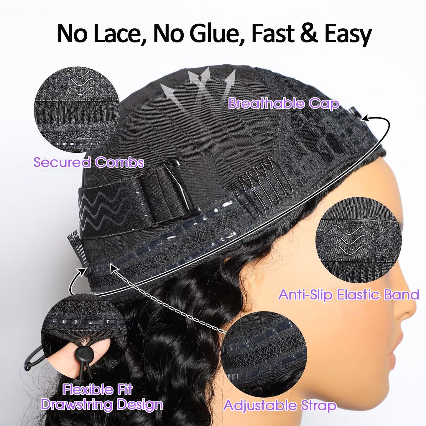 Burmese Curly Half Wig - 220 Density Human Hair, 16 Inch | No Glue, Beginner Friendly, Drawstring Design