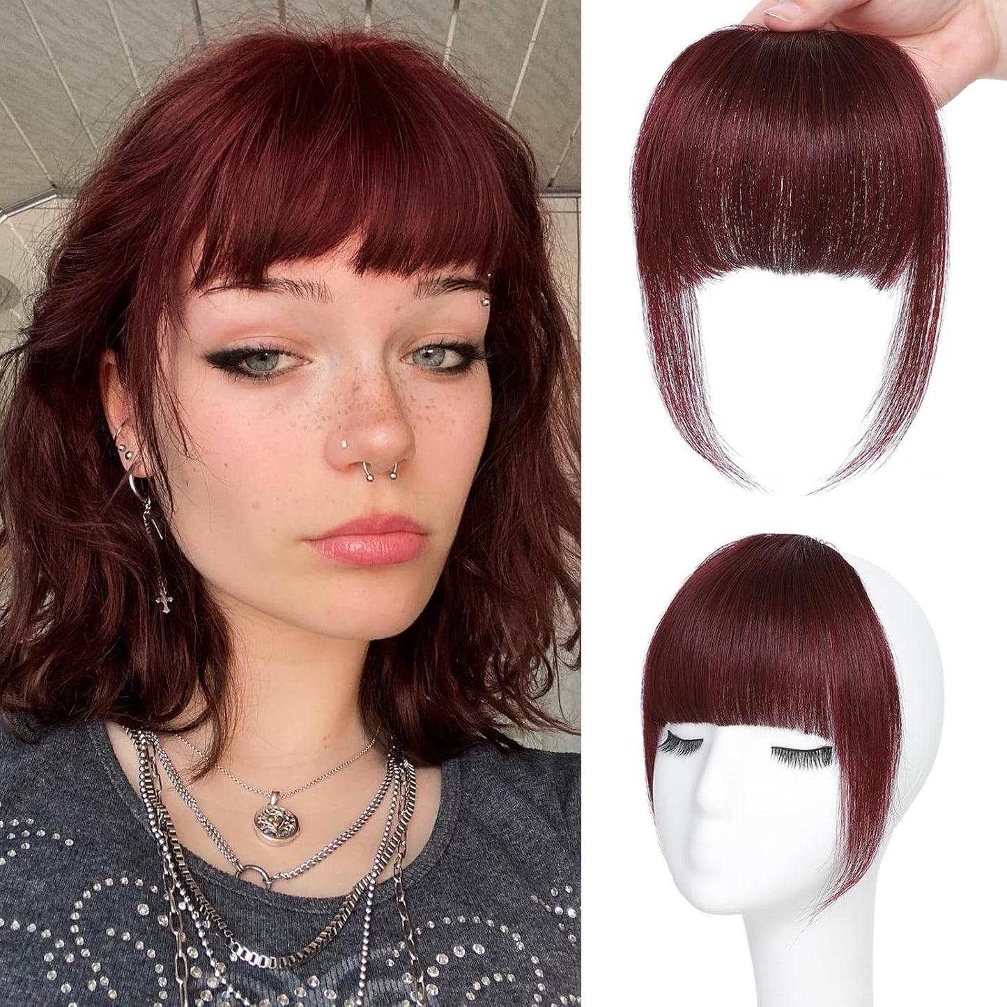 Bangs Hair Clip - 100% Real Human Hair Extensions | Natural Black Wispy Fringe for Women
