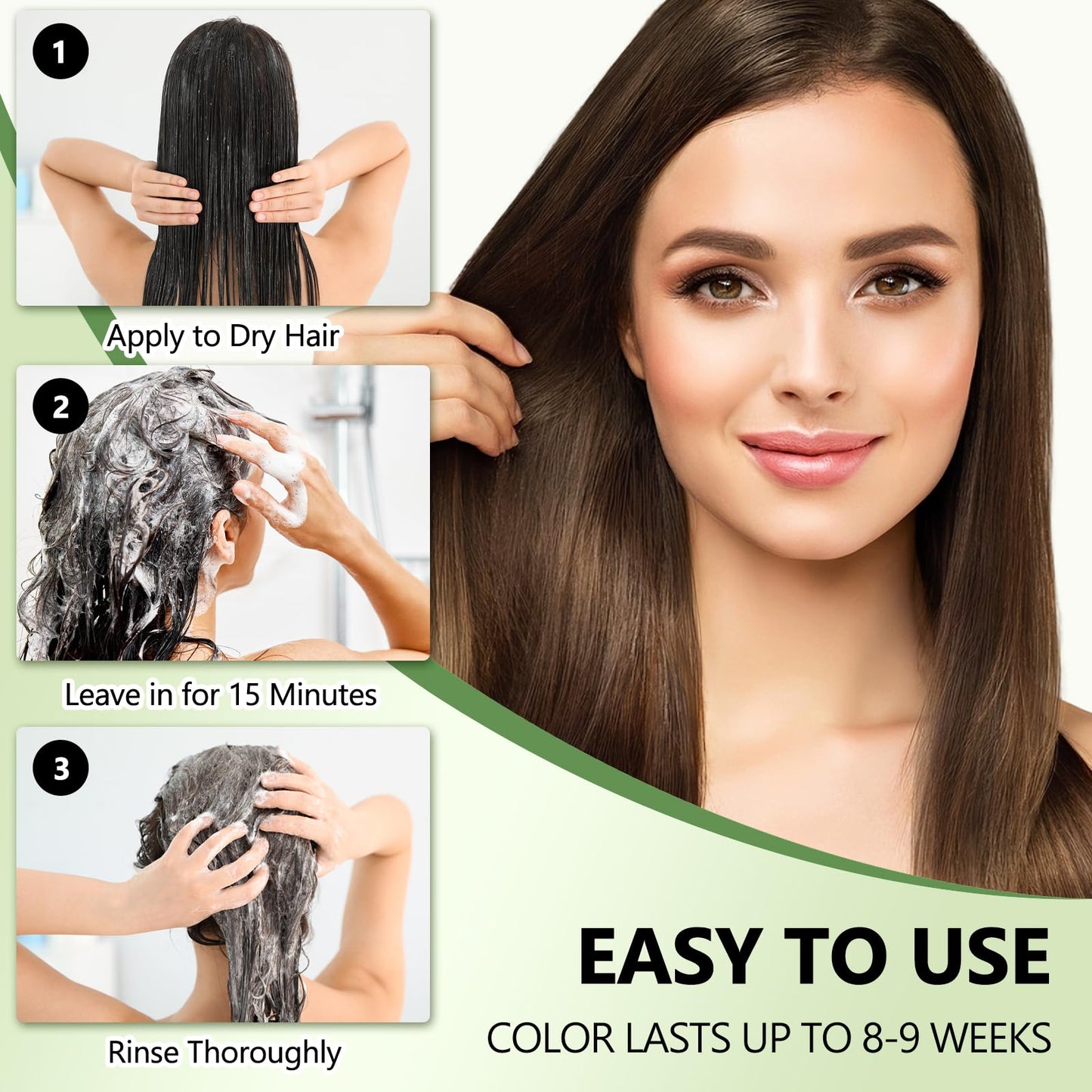 Plantkonw Brown Hair Dye Shampoo, 6 In 1 Semi Permanent Hair Color Shampoo for Gray Coverage, Natural Hair Dye for Women & Men, Ammonia & Paraben Free