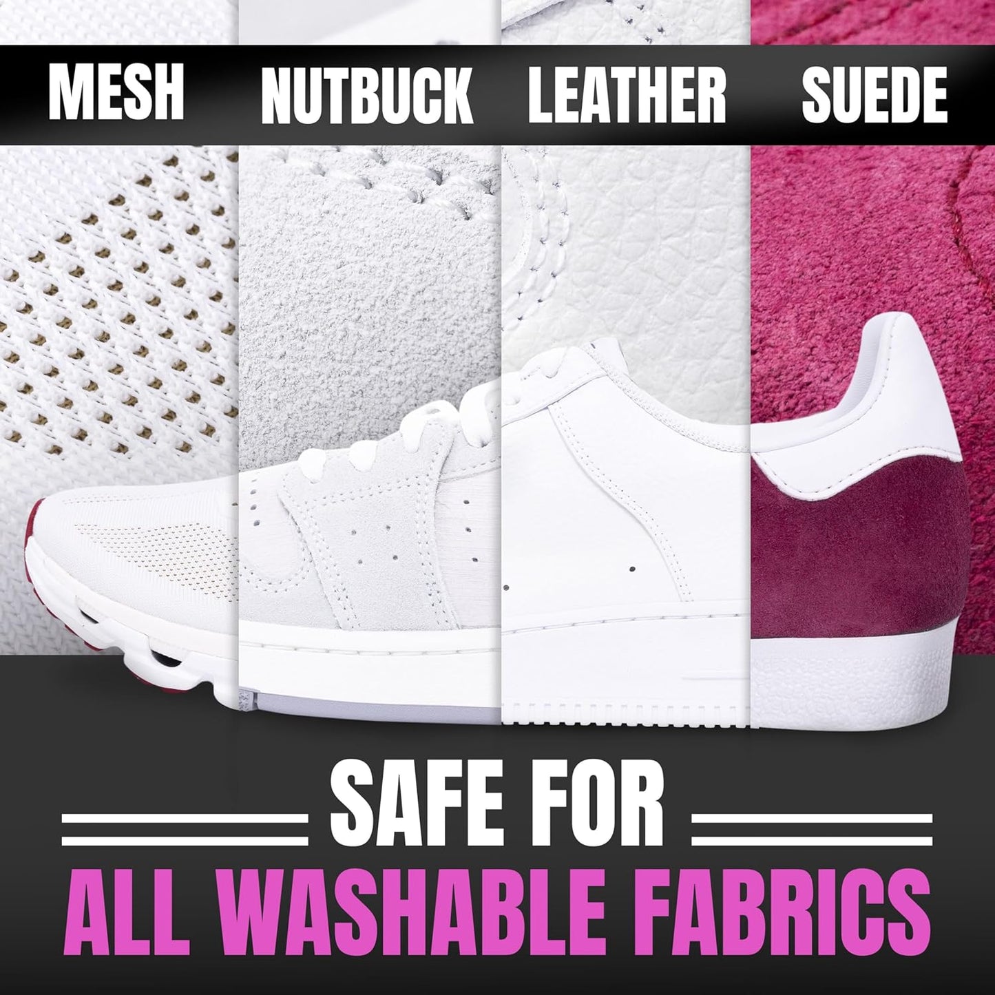 Miracle Shoe Cleaner Kit - Pink Fabric & Leather Cleaner with Brush for Sneakers | Suede, Nubuck, Whites