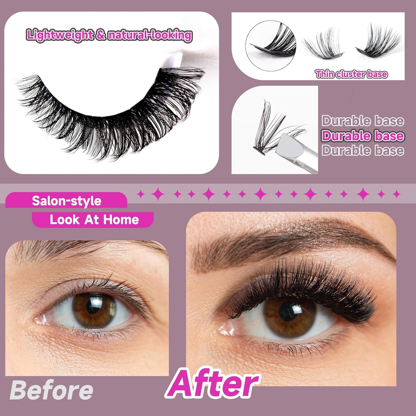 Ocean Pearl Lash Clusters - 320 Pcs 11-20mm Eyelash Extension Kit | 40D, 50D, 100D with Adhesive & Tweezers
