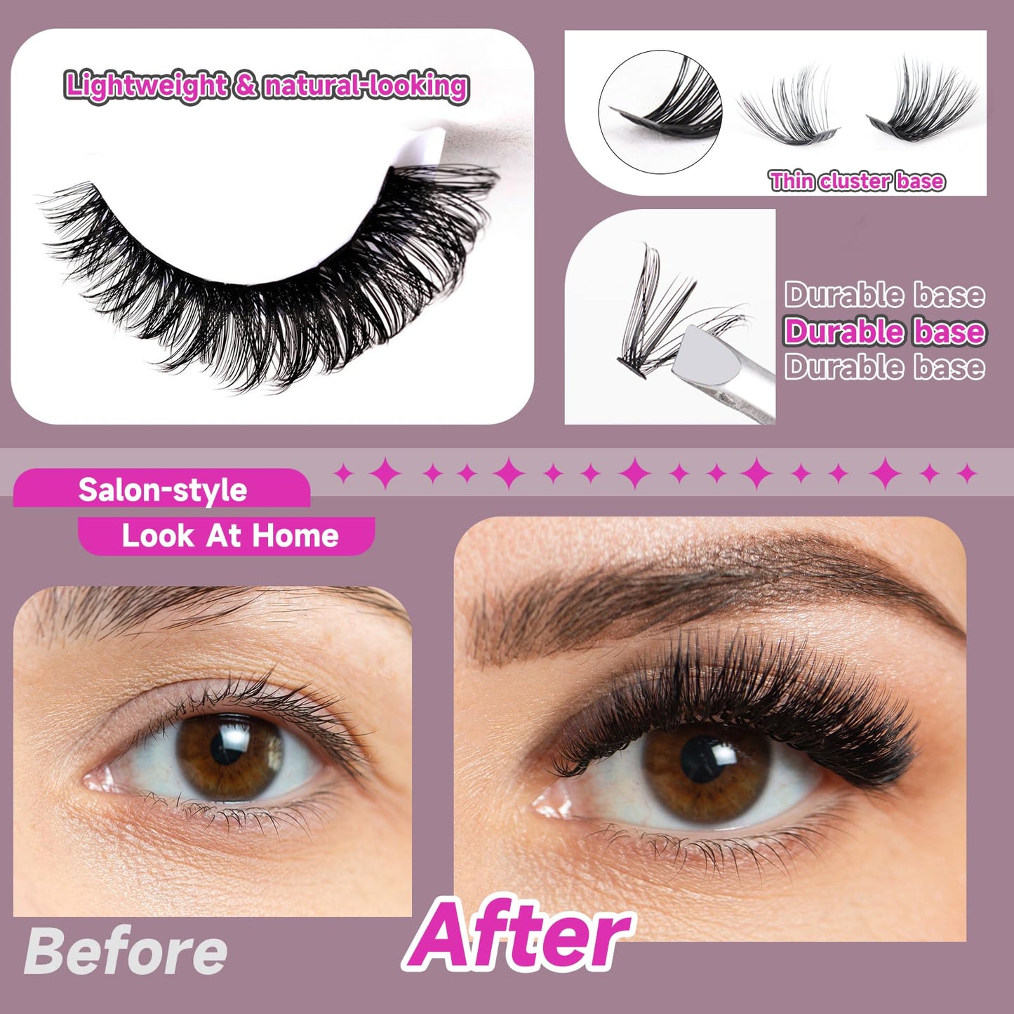 Ocean Pearl Lash Clusters 320PCS 12-20MM 30D+40D+80D+100D Lash Extension Kit Lashes Clusters Eyelashes Cluster Eyelash Extensions Thick Individual Lashes Kit with Lash bond&seal&remover&tweezer-4