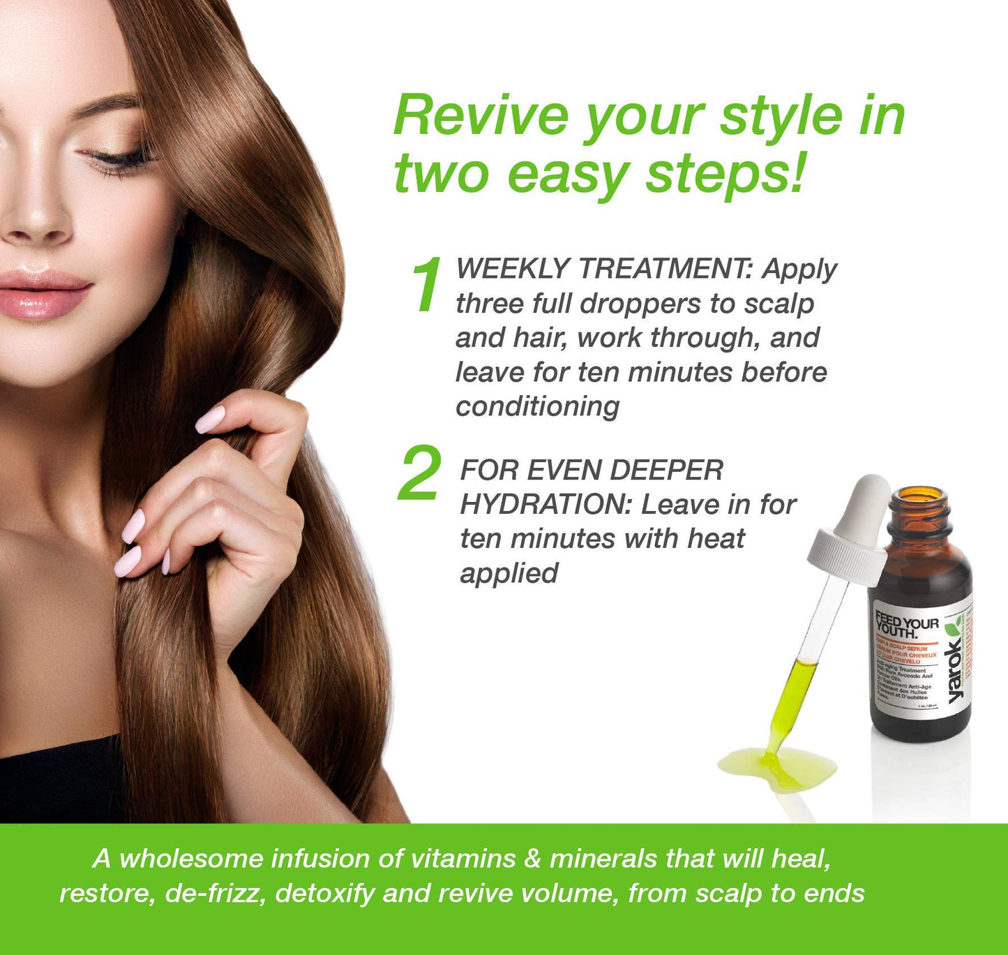 Yarok - Feed Your Youth Organic Hair & Scalp Serum - Transform, Repair & Strengthen - Promotes Hair Growth - With Vitamins & Minerals - 100% Vegan - Gluten, Sulfate, Paraben & Cruelty Free - 1oz