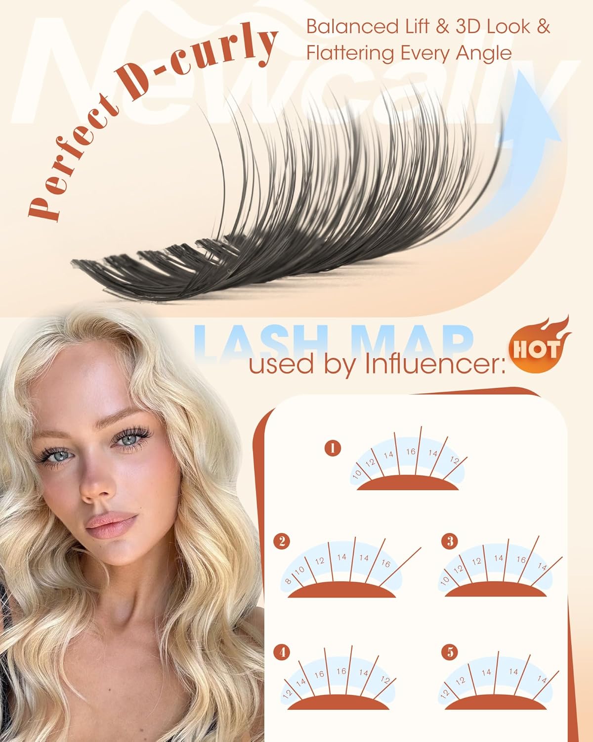 Lash Clusters - Wispy Eyelash Extensions with Clear Band | Natural Look, D-Curl, 8-16MM Individual Lashes