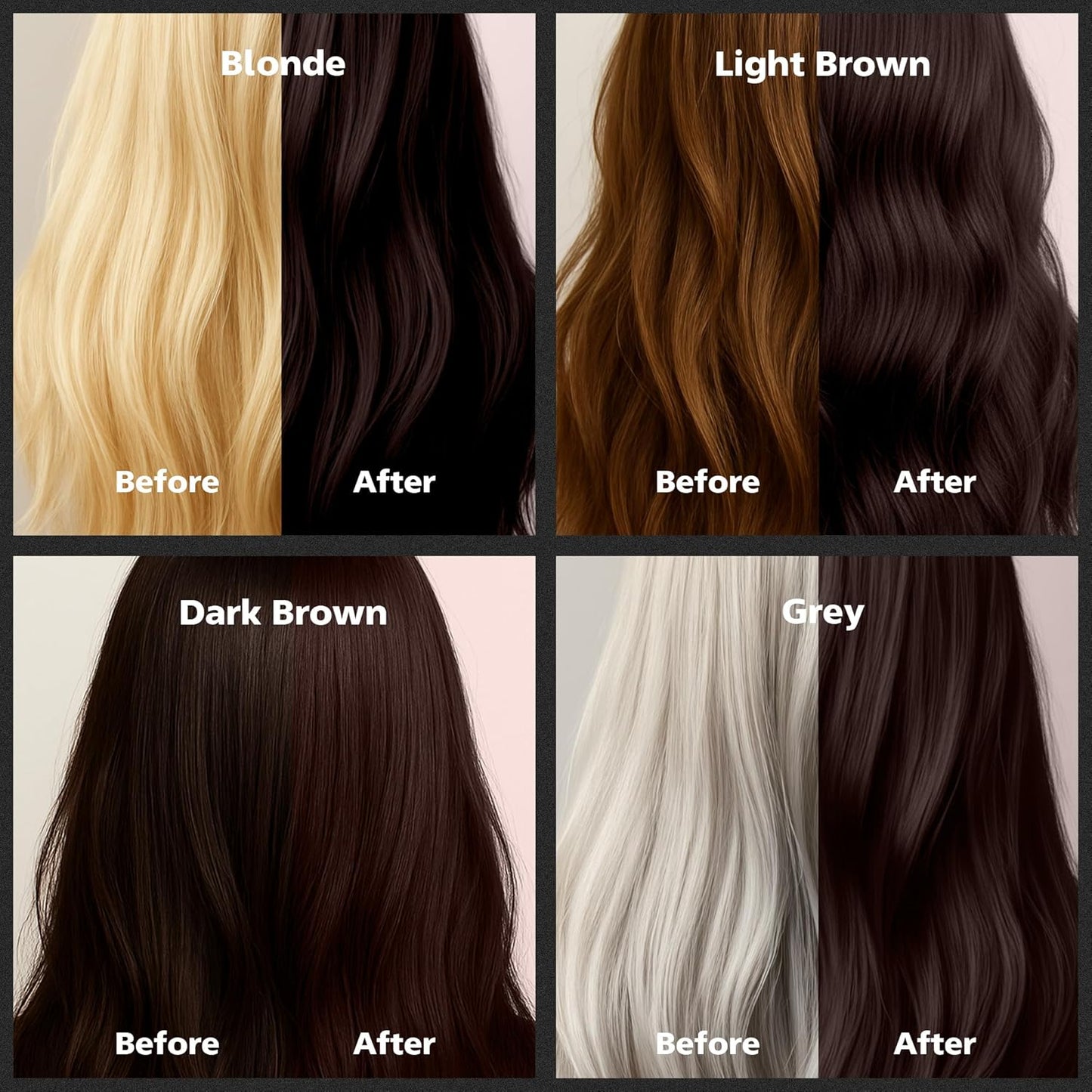 Herbishh Hair Color Shampoo for Gray Hair - Natural 3-in-1 Dye | Dark Coffee, 500ML, Lasts 3-4 Weeks