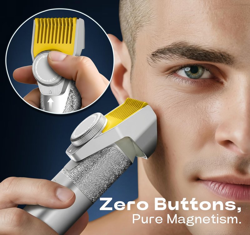 Beard Trimmer for Men,Professional Hair Clippers with Magnetic Head & Precision Dial, IPX7 Waterproof 4.5 hours Runtime,2-Speed, 1200mAh Battery with Charging Base, gifts for men Polished silver