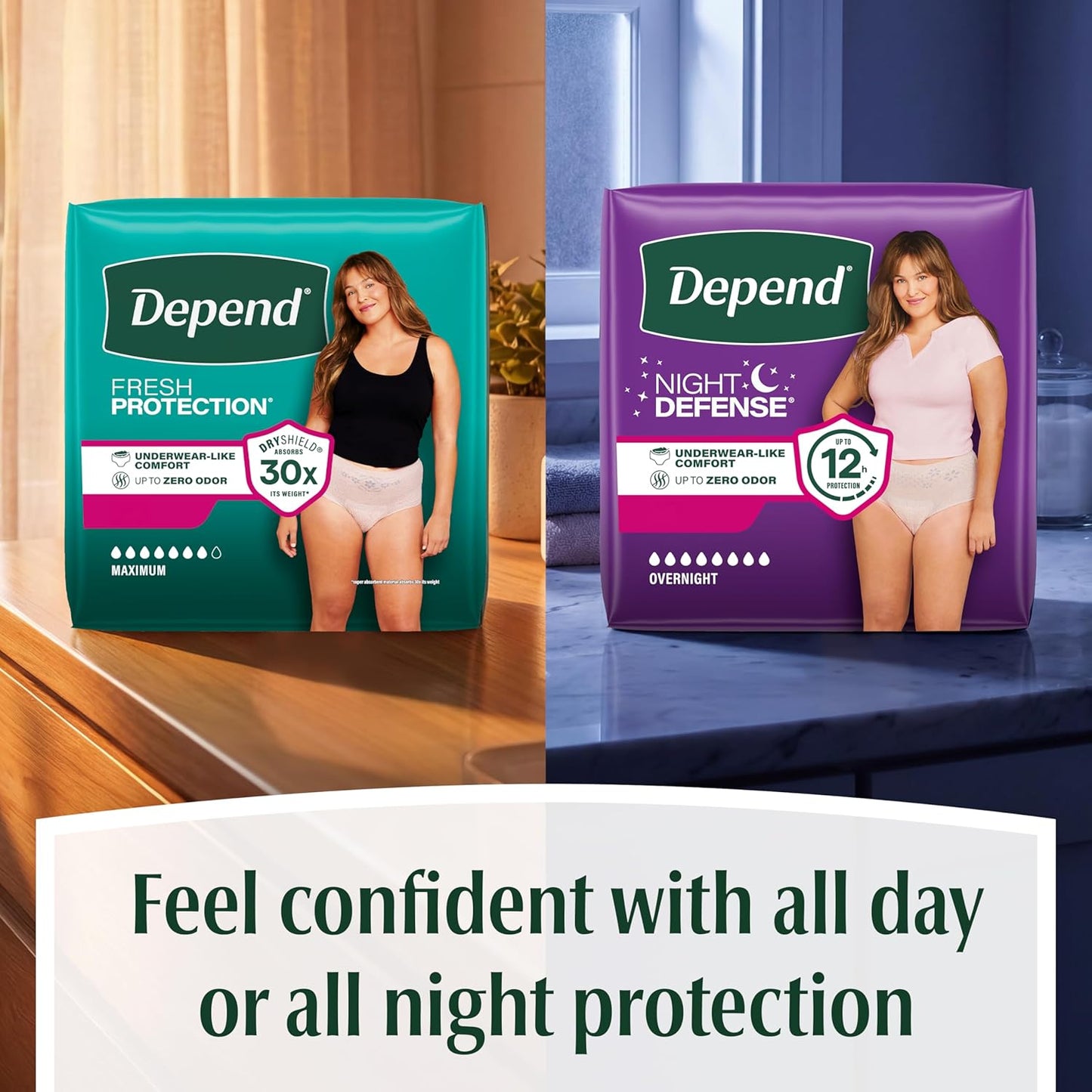 Depend Fresh Protection Adult Diapers - Maximum Absorbency Incontinence Underwear for Women | Large, Blush, 72 Count