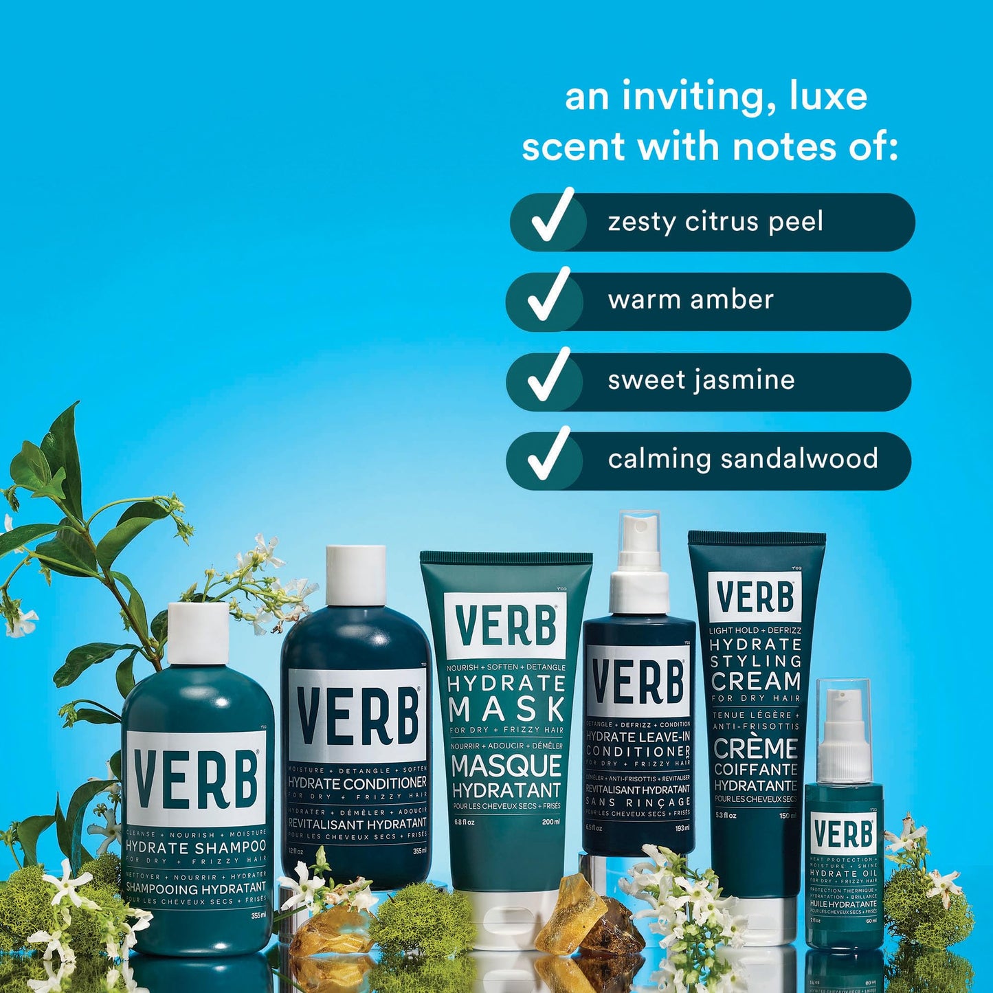 VERB Hydrate Oil, 2 oz - Add Moisture -Increases Shine - Smooth Frizz - Heat Protection for Dry + Frizzy Hair - Amber + Warm Jasmine Scent