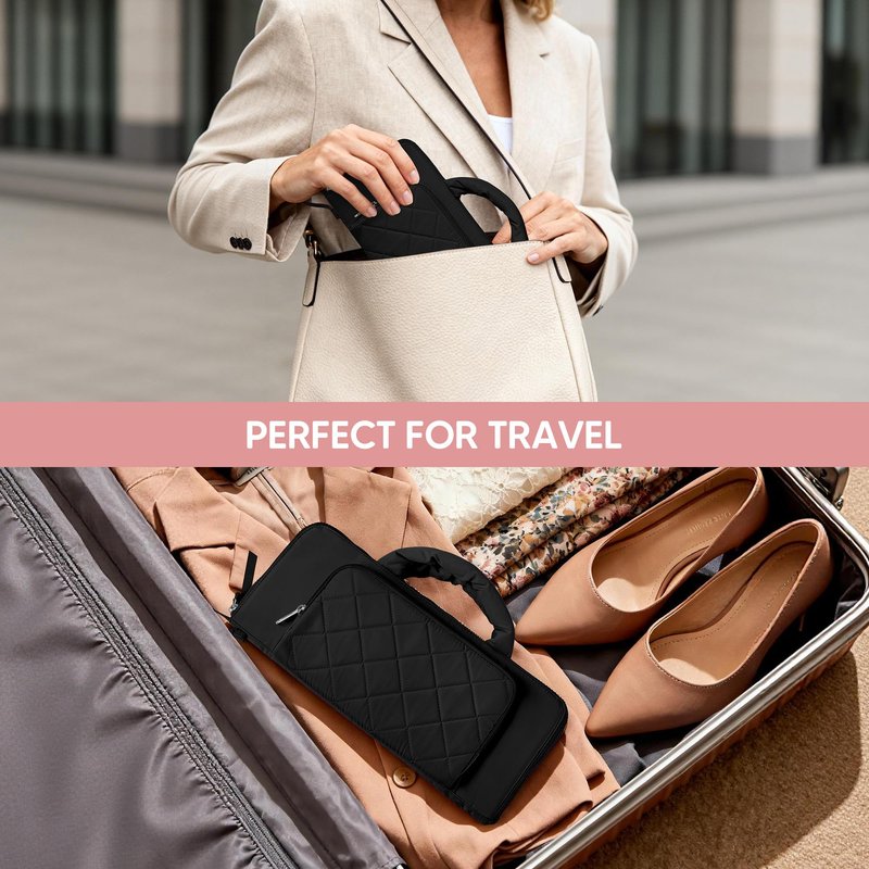 Trahzia Hot Tool Organizer, Heat Resistant Mat, Curling Iron Travel Bag, Hair Styling Tool Storage Case for Hair Straightener, Curling or Flat Iron, Black