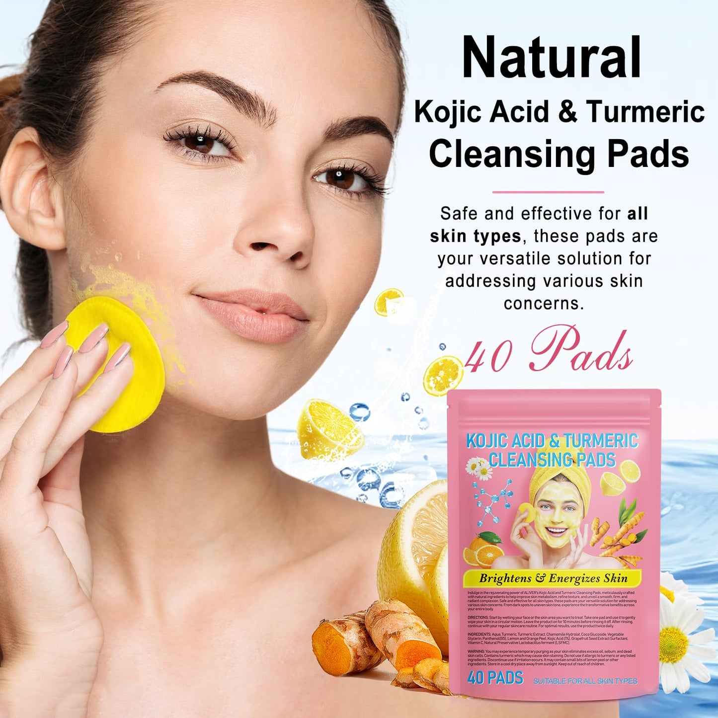 A r b c r n Turmeric Cleansing Pads 2 Pack,Kojic Acid and Turmeric Cleansing Pads for Face and Body Remove Excess Keratin 80 PCS