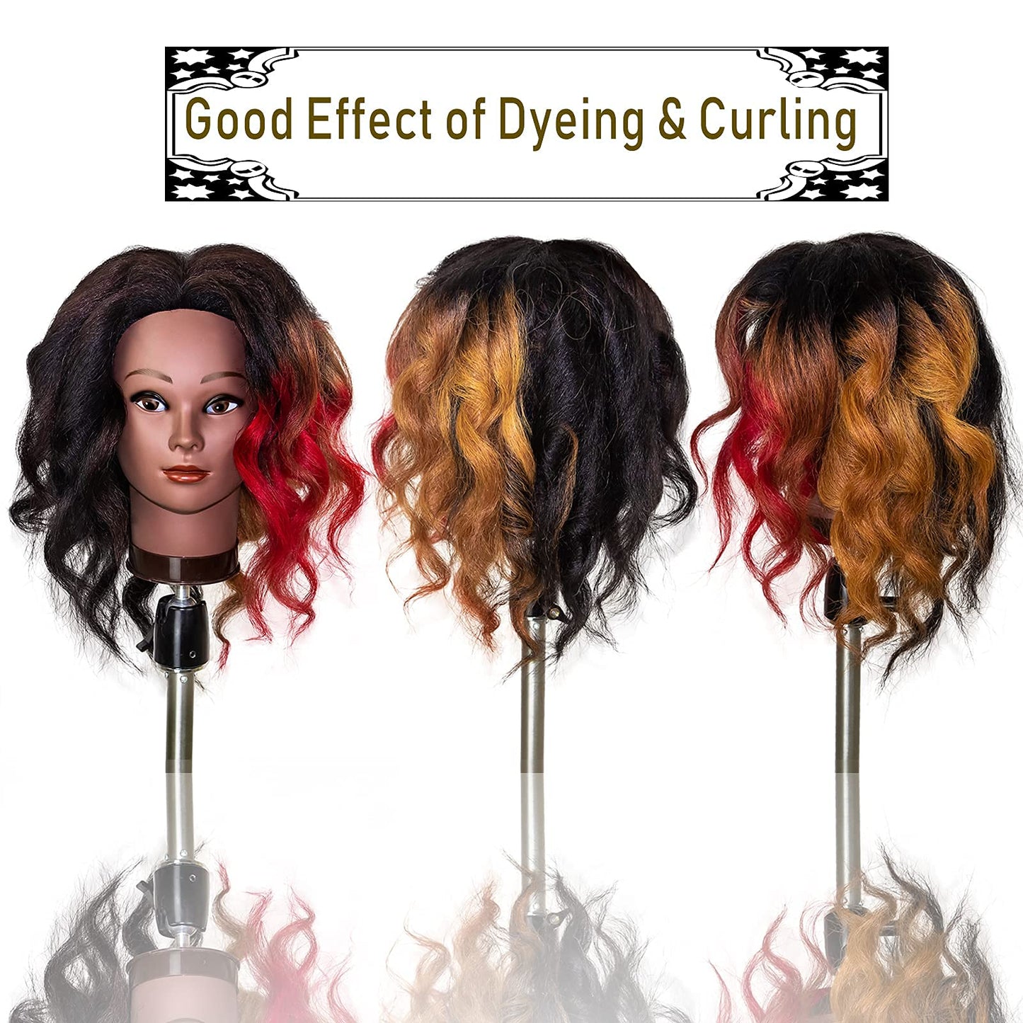 MILLYSHINE Mannequin Head With Human Hair,16",Braiding Styling Doll Head,Beauty School Manikin Head,Curling Dyeing Hairdresser Practice Training Head