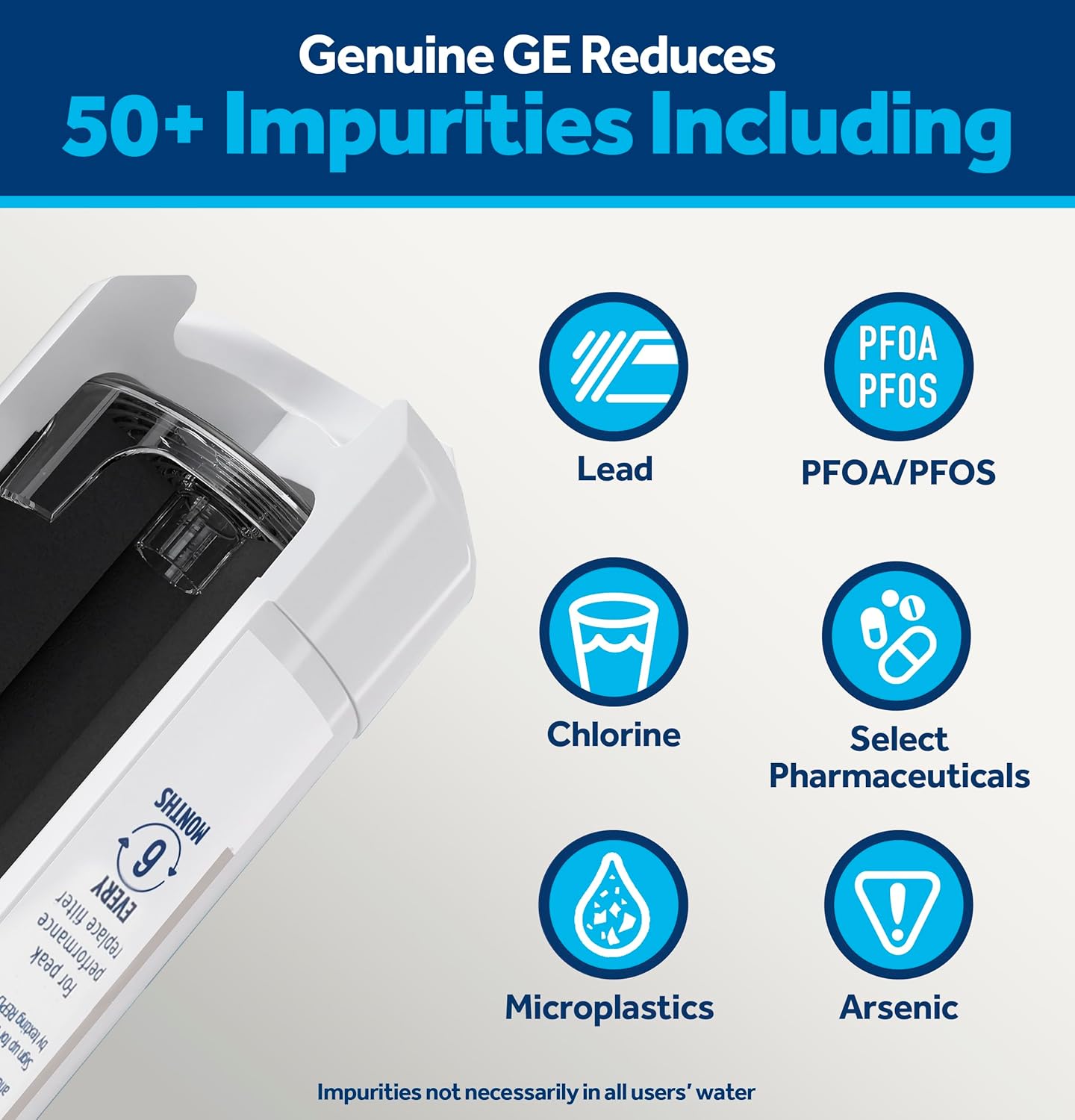 GE XWFE Refrigerator Water Filter - Genuine Replacement for Lead & Impurity Reduction | 6-Month Lifespan, Pack of 1
