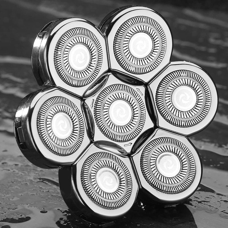 Universal 7 Blades Head Shaver Replacement Heads for Mainstream Shaver Brands, Eelectric Shaver Replacement Replacement Blades (7D Silver)
