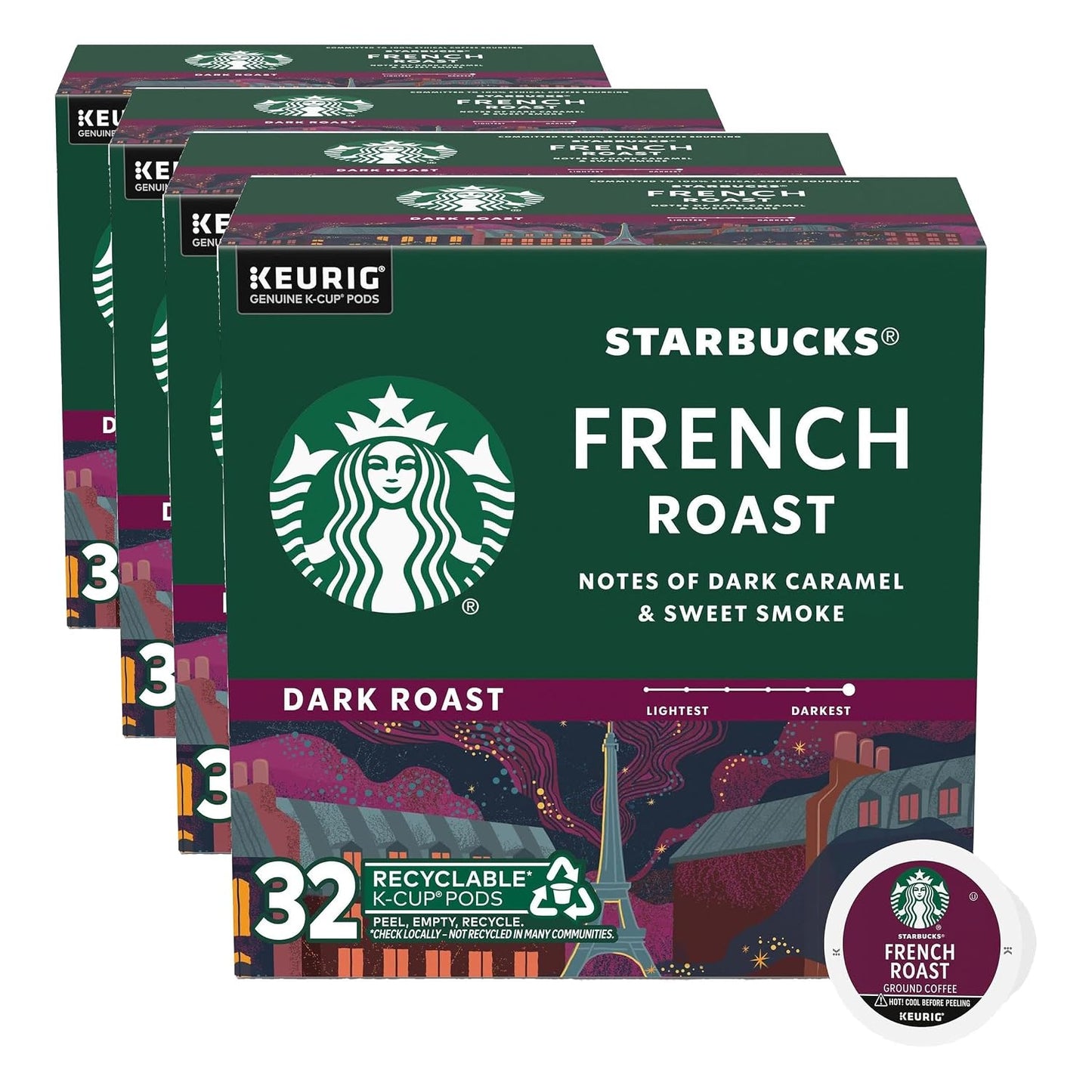 Starbucks K-Cup Coffee Pods - Dark Roast French Roast for Hot or Iced Coffee | 96 Count