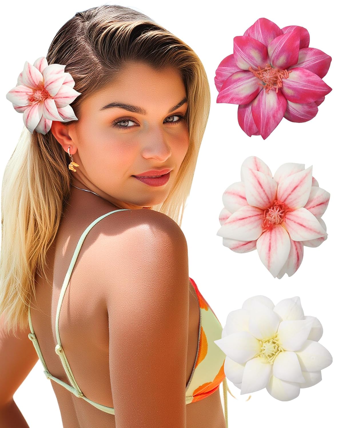 Floral Hair Clips for Women - 3PCS Spring Summer Bobby Pins with Non-Slip Grip | Cute Bridal Accessories