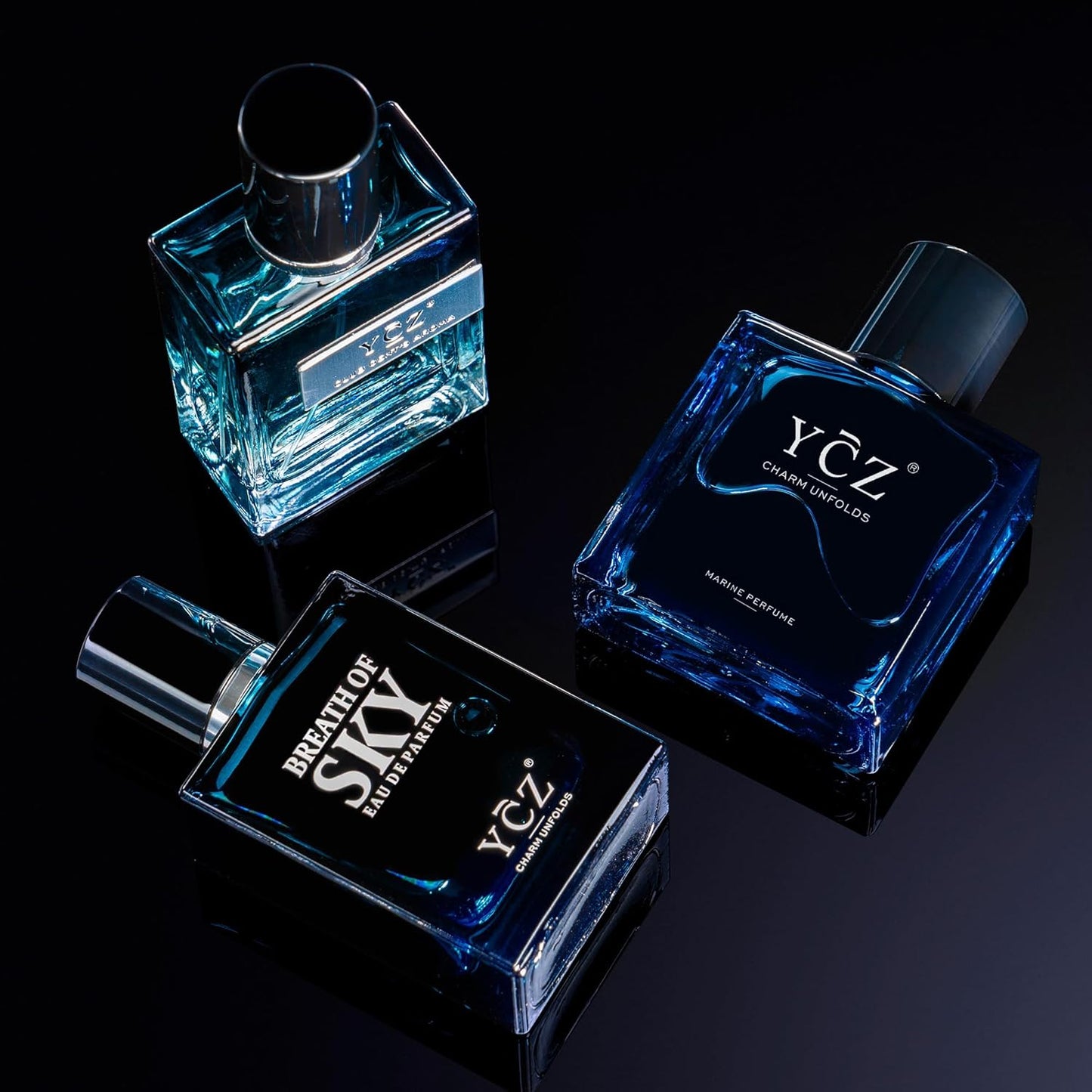 Ycz Cologne for Men - 3-Piece Gift Set with Ocean, Sky & Club Fragrances | 50ml Each, Woody Fresh Citrus Scent