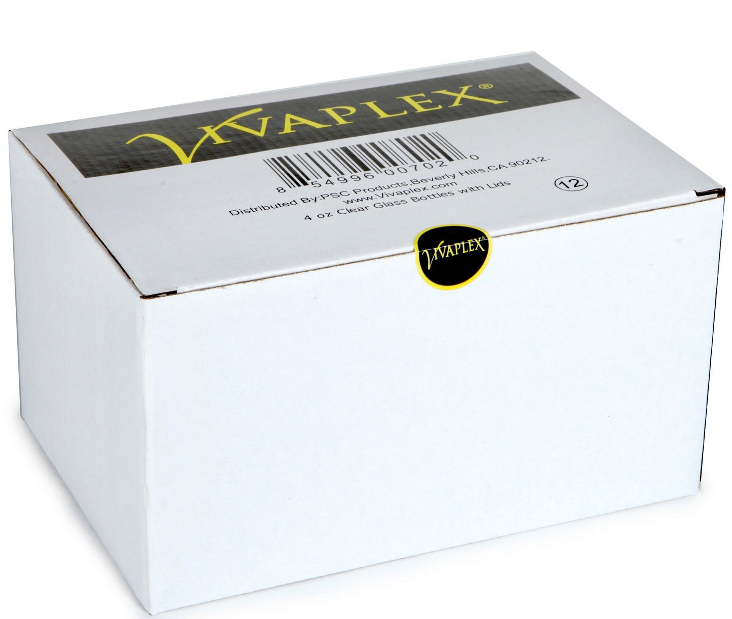 Vivaplex, 12, Clear, 4 oz Glass Bottles, with Lids