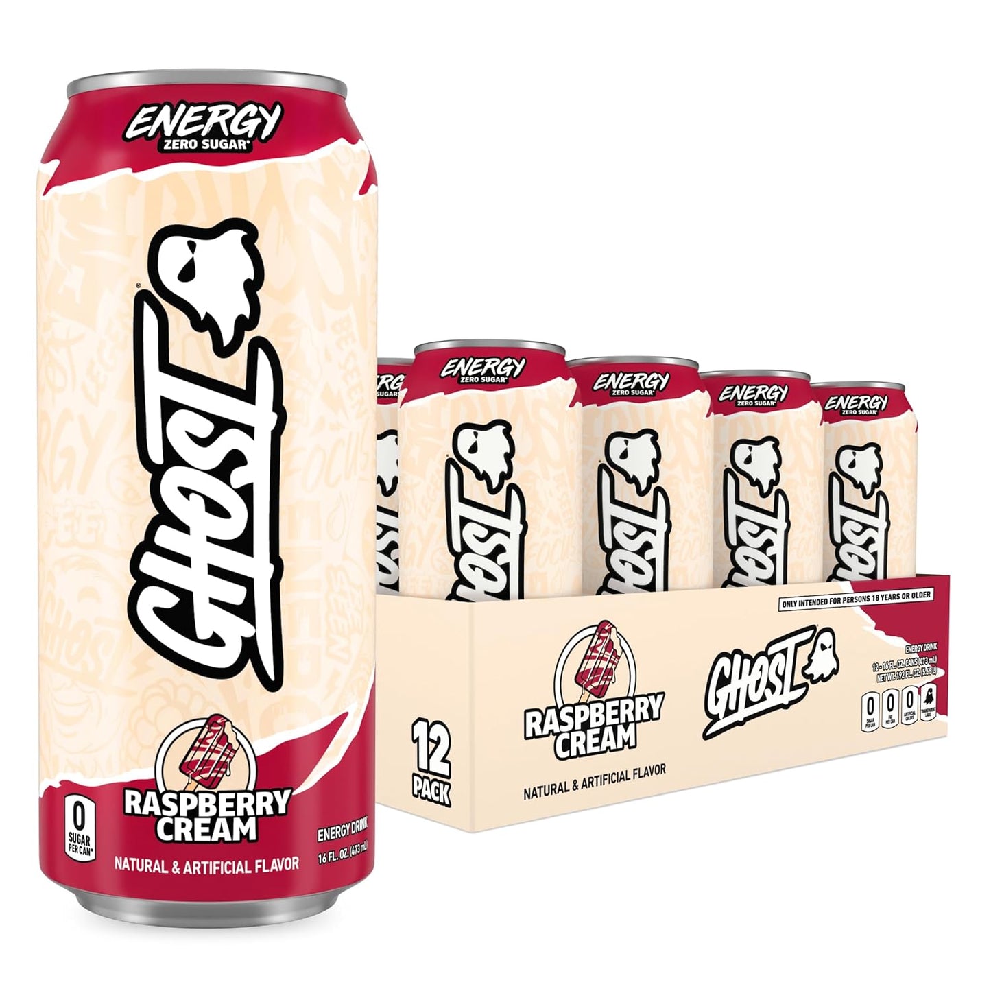 GHOST Energy Drink - 12-Pack Welch's Grape 16oz Cans | Natural Caffeine, Vegan & Gluten-Free Energy Boost