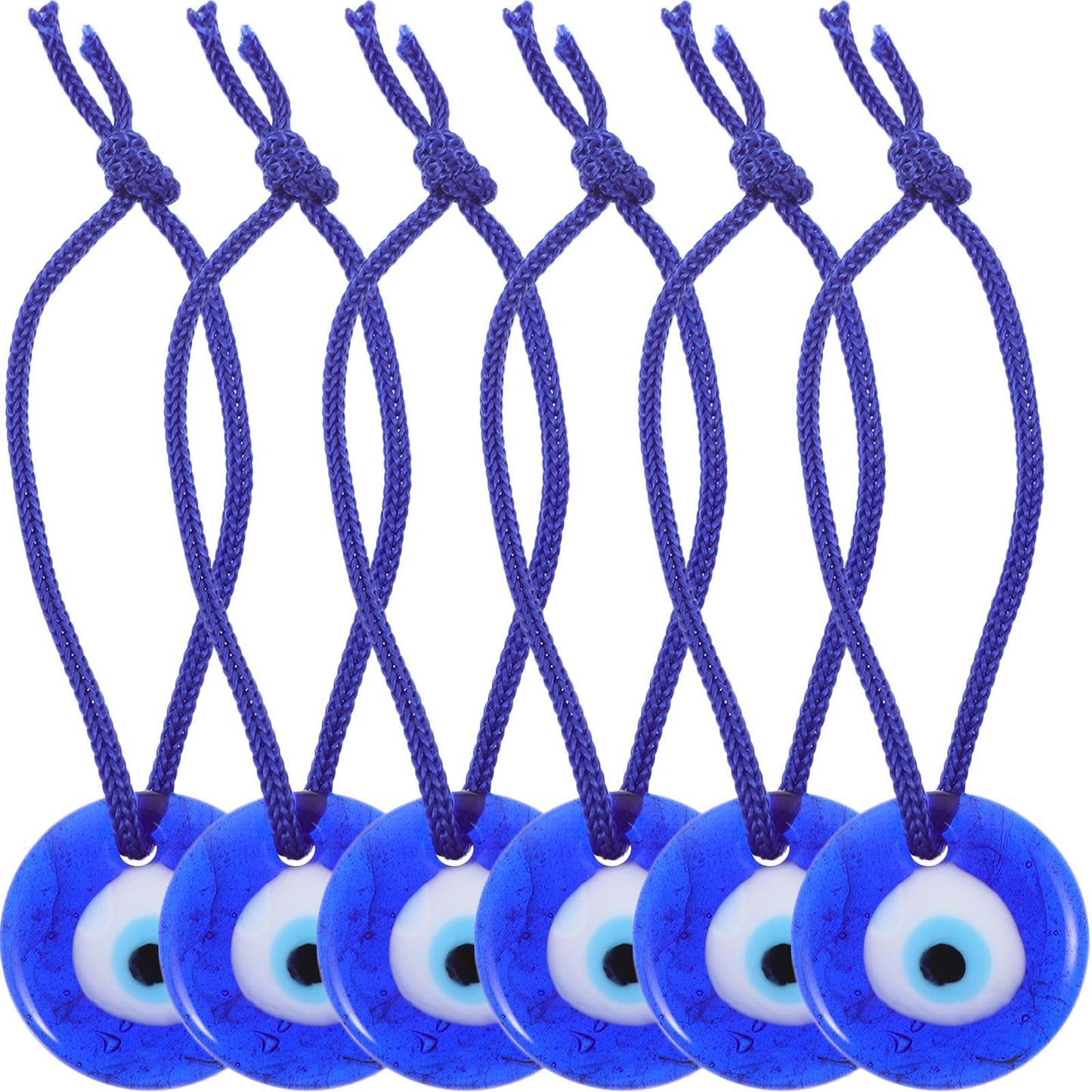6Pcs Turkish Blue Evil Eye Hanging Decor Glass Eye Pendant Ornaments for Wall Decor Unique Turkish Style Blue Eye Beads for Home Decoration and Protection