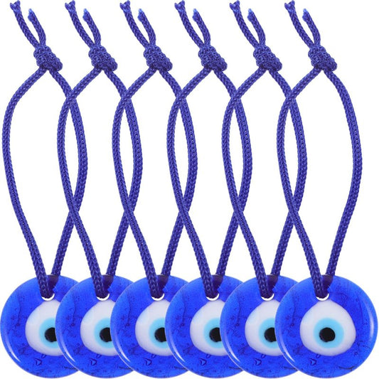 6Pcs Turkish Blue Evil Eye Hanging Decor Glass Eye Pendant Ornaments for Wall Decor Unique Turkish Style Blue Eye Beads for Home Decoration and Protection