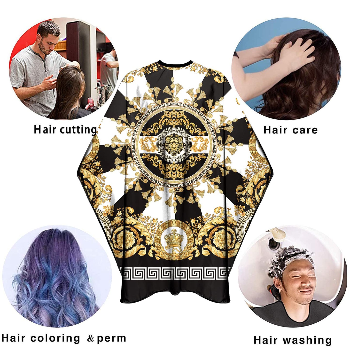 CapeshionPro Barber Capes Hair Cutting Capes Salon Stylist Capes with Snaps Waterproof Professional Large Barber Hairdresser Gown Cape- 63”× 56”(White)