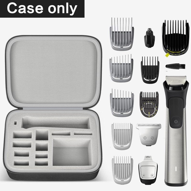 GWCASE Travel Case Compatible with Philips for Norelco Multigroom Series 7000 5000 Men's Grooming Kit with Trimmer MG7750/49 MG7910/49 MG9510/60. Storage Holder for Attachment Trimmers (Grey Inner, S)