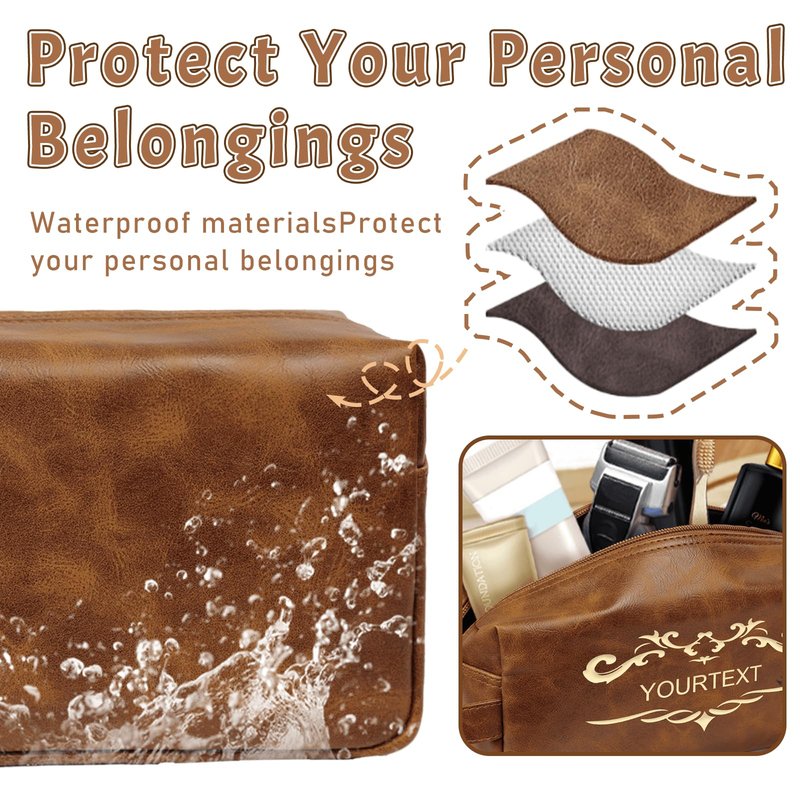 Sparklove Personalized Groomsmen Gifts for Wedding, Leather Toiletry Bag Birthday Gifts for Men, Shaving Kit, Custom Travel Bag Grooming Kit for Boyfriend, Husband Father Dad Anniversary Wedding Gifts