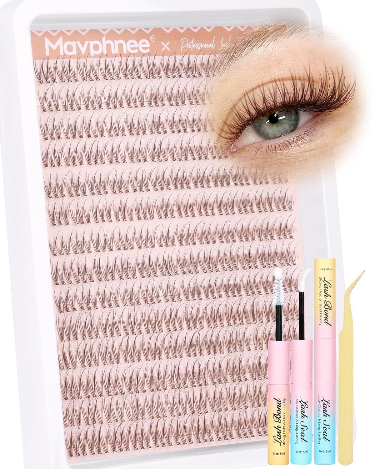 Natural DIY Lash Extensions - C-Curly Cluster Eyelashes | 216 Pcs Wispy Cat Eye Lashes for Beginners