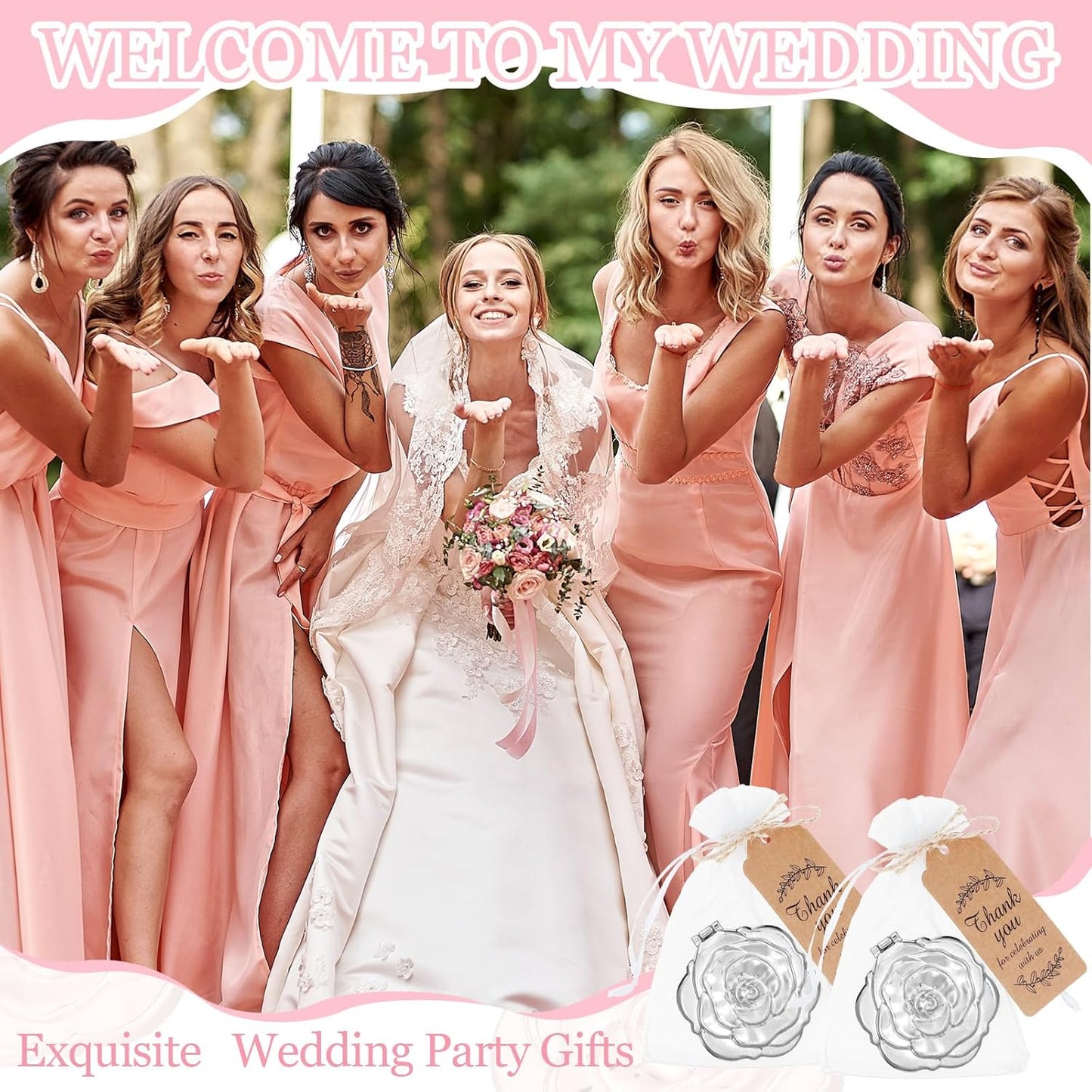 Rose Compact Mirrors - 24 Sets Travel Mirror Favors for Quinceanera, Sweet 16 & Bridal Shower | Silver