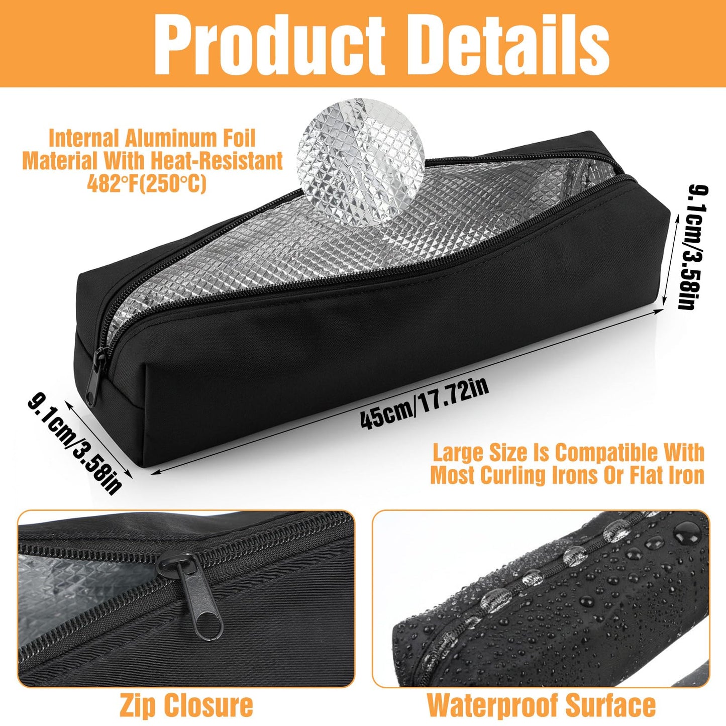 Amabro Heat-Resistant Travel Curling Iron Storage Bag Organizer Case Pouch