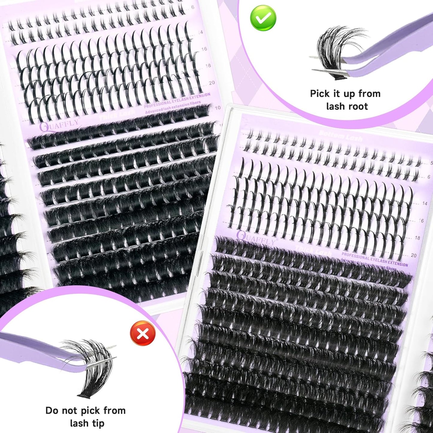 DIY Lash Extension Kit - 100D & 150D Volume Lash Clusters with Spikes | Wispy Bottom Lashes, Bond & Seal, Easy Application