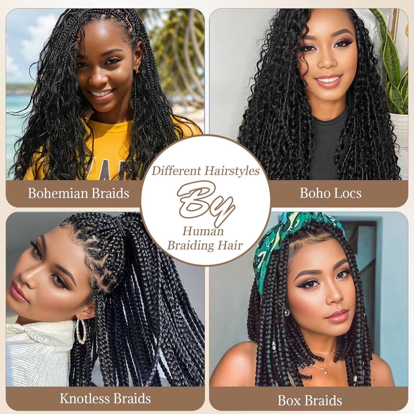 Curly Human Braiding Hair 100G Deep Water Wave Bulk Bohemian Hair for Braiding Knotless Braids 10A Curly Virgin Human Hair Extensions 2 Bundles 16" for Boho Braids Wet and Wavy Micro Braiding Hair