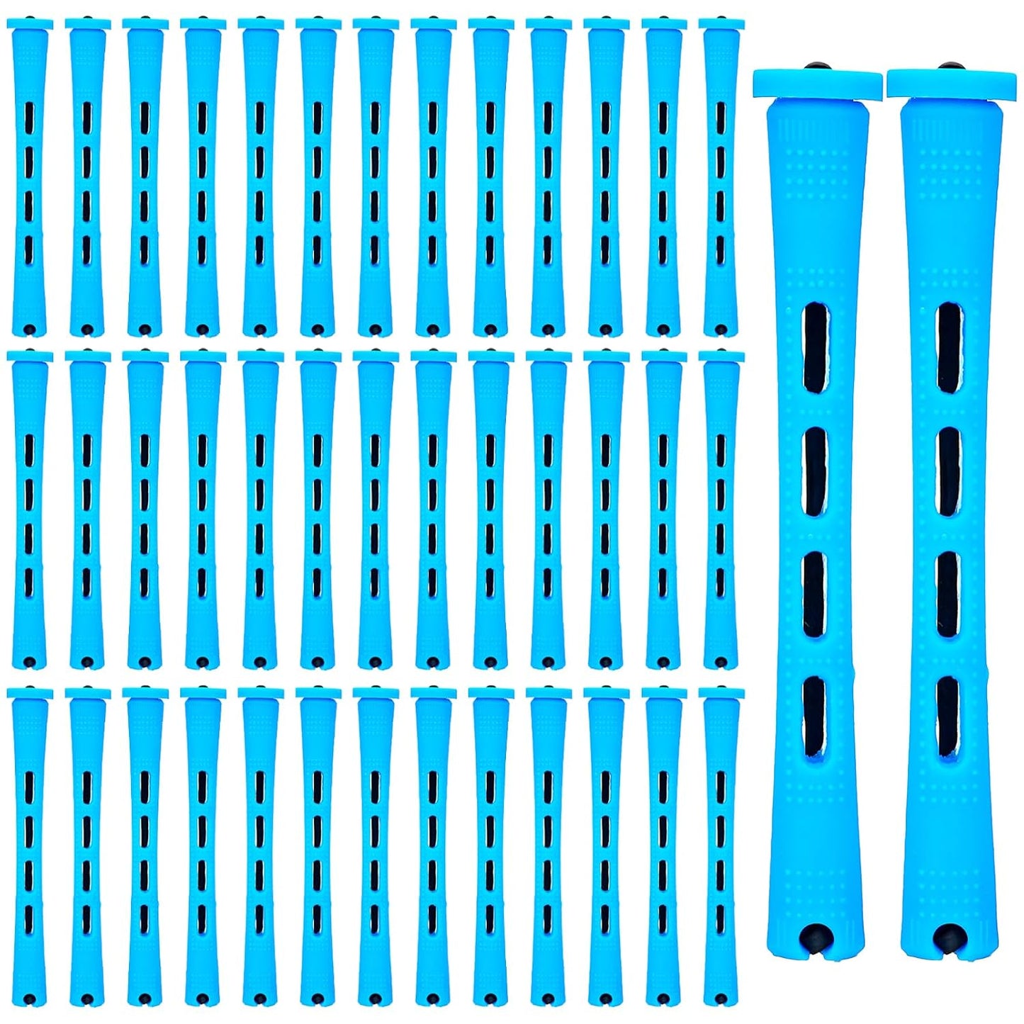 Curling Rods Set - 40PCS Anti-Slip Small Perm Rods for All Hair Types | Blue Plastic, 0.9cm (0.35in)