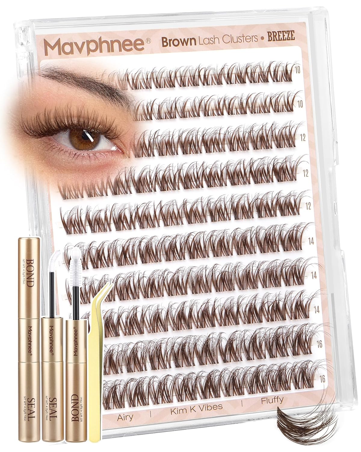 Natural Wispy Eyelash Extensions - Spider Lash Clusters 8-16MM | CC Curl, Flexible Clear Band for Effortless Application