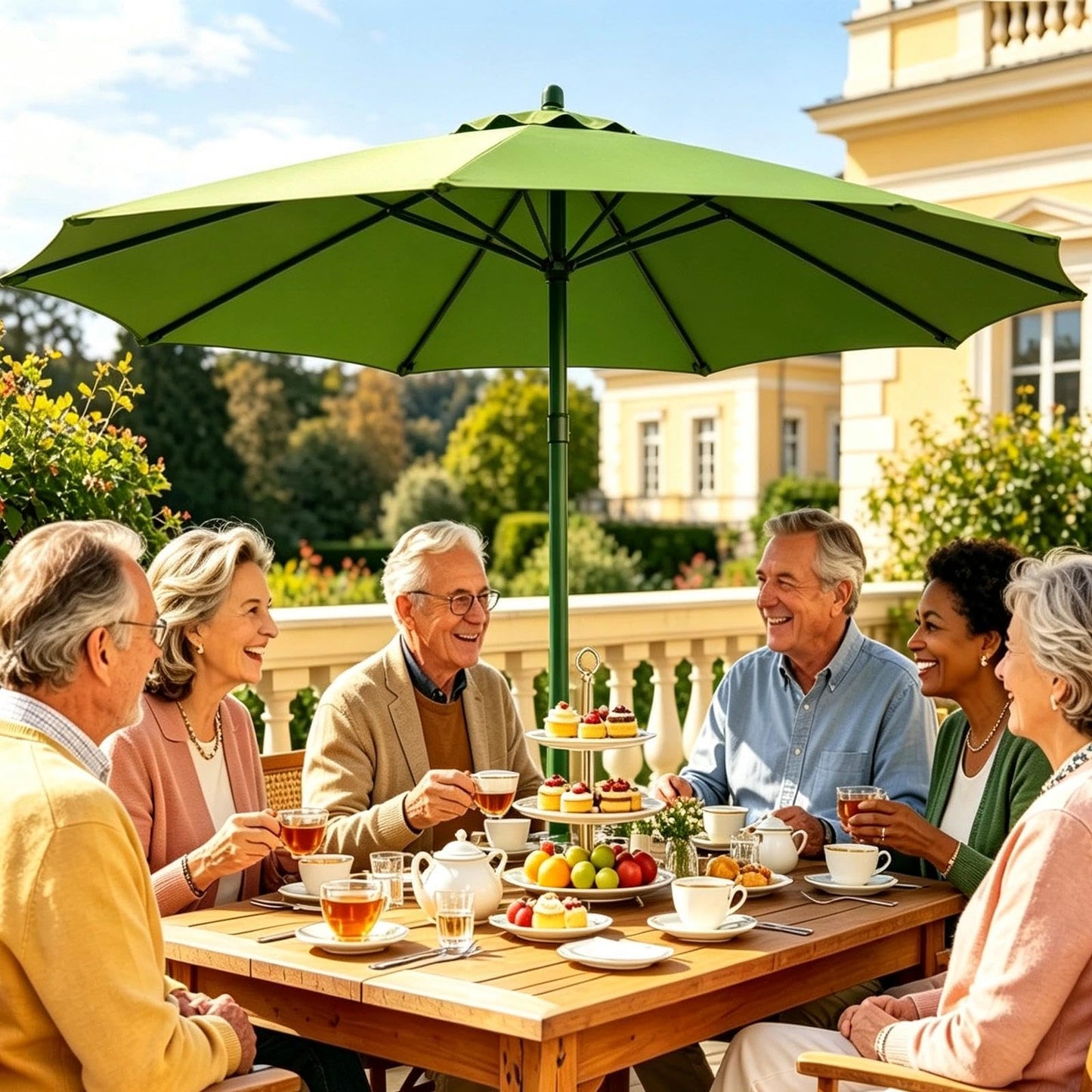 11FT 8Ribs Market Patio Umbrella Replacement Canopy,UV Protective Umbrella Fabric Replacement Canopy Cover for Outdoor Garden Backyard, Pool(3.3M) (Grass Green)