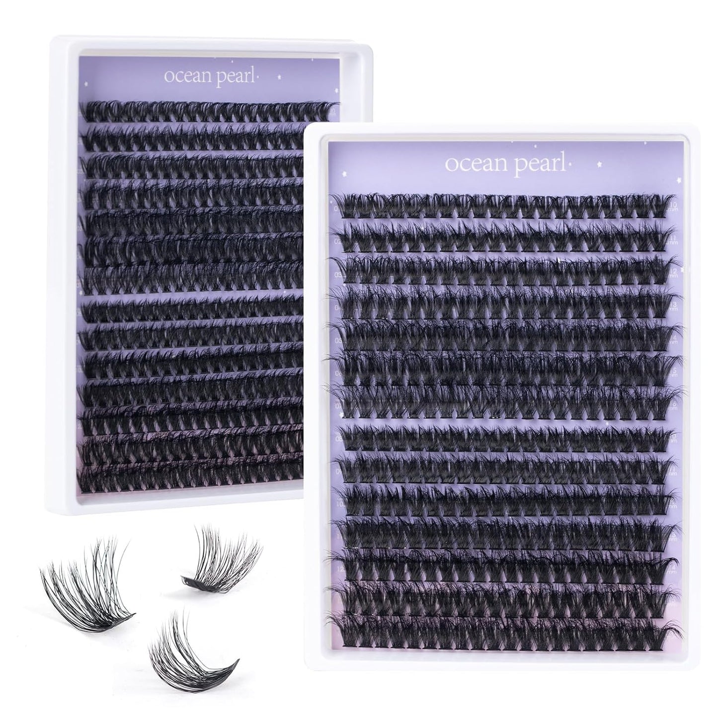 Ocean Pearl Lash Clusters - 320 Pcs 11-20mm Eyelash Extension Kit | 40D, 50D, 100D with Adhesive & Tweezers