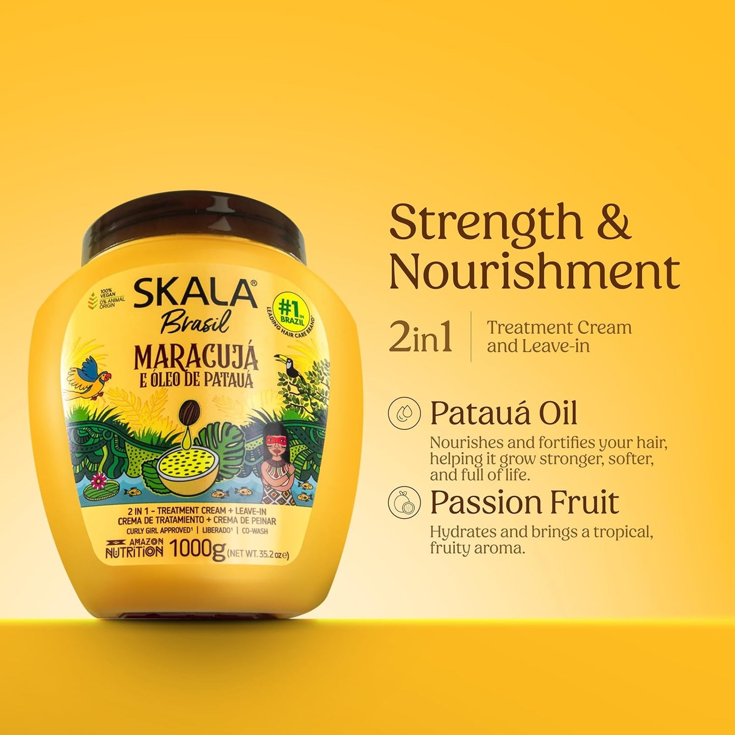 SKALA Maracuja Passion Fruit Curl Cream - Vegan, Moisturizing Formula | 35.2 Ounce