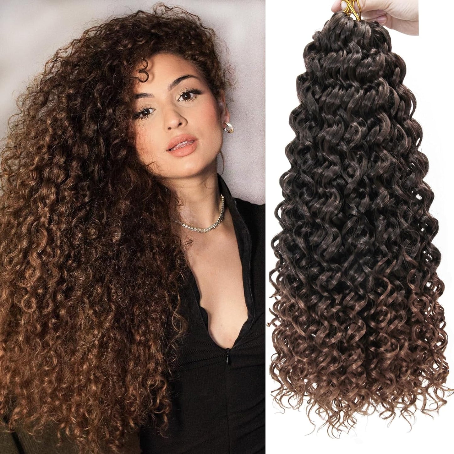 Water Wave Crochet Hair Extensions - Blonde Synthetic Bohemian Braids | 14 Inch Deep Wave (27#)