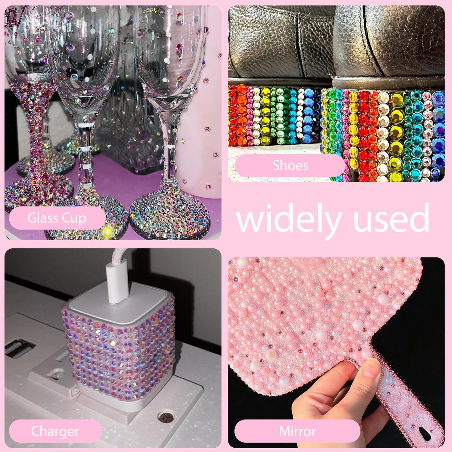 UWETIME 32000Pcs Resin Flatback Rhinestones for Bedazzling Kit with 4 Pcs B7000 Glue 3mm Multicolor Bedazzler Kit with Rhinestones and Tools DIY Bedazzling Gems for Crafting Clothing Shoes Cups