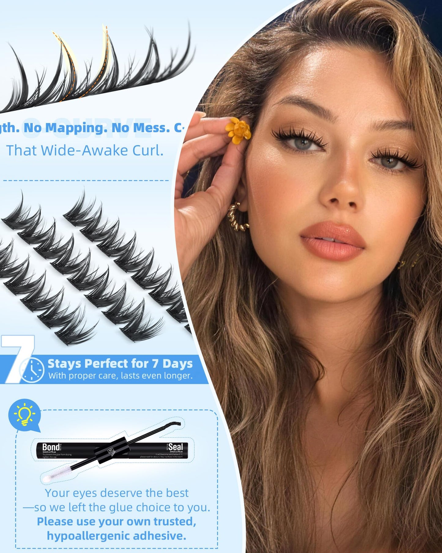 Wispy Lash Clusters Bunny Eyelash Clusters Spikes 10MM 11MM 12MM Natural Cluster Eyelash Extensions Manga Individual Lashes Anime Doll Cluster Lashes for Daily Wear 104Pcs