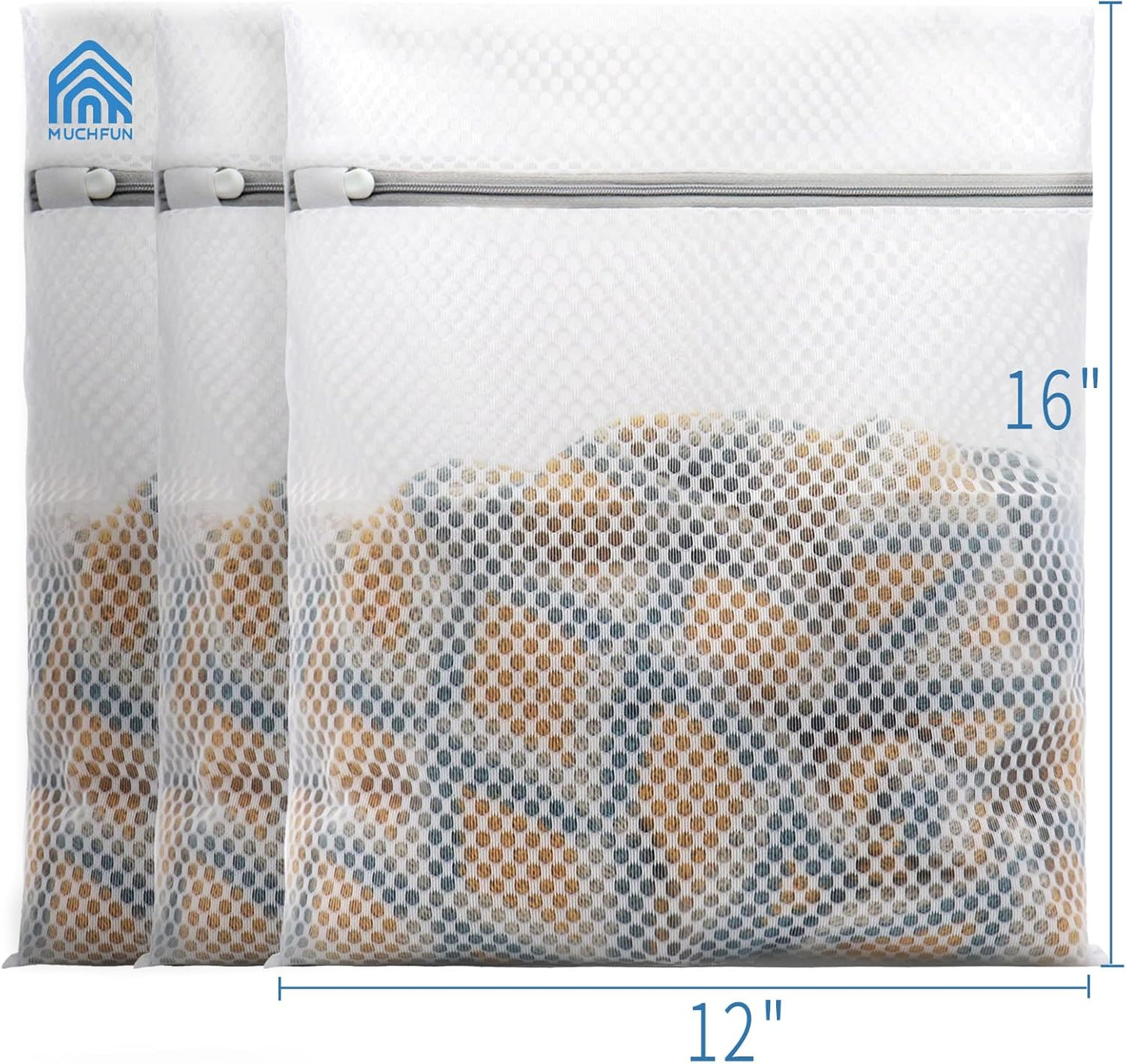 Durable Honeycomb Mesh Laundry Bags - 3 Pcs for Delicates | 12 x 16 Inches