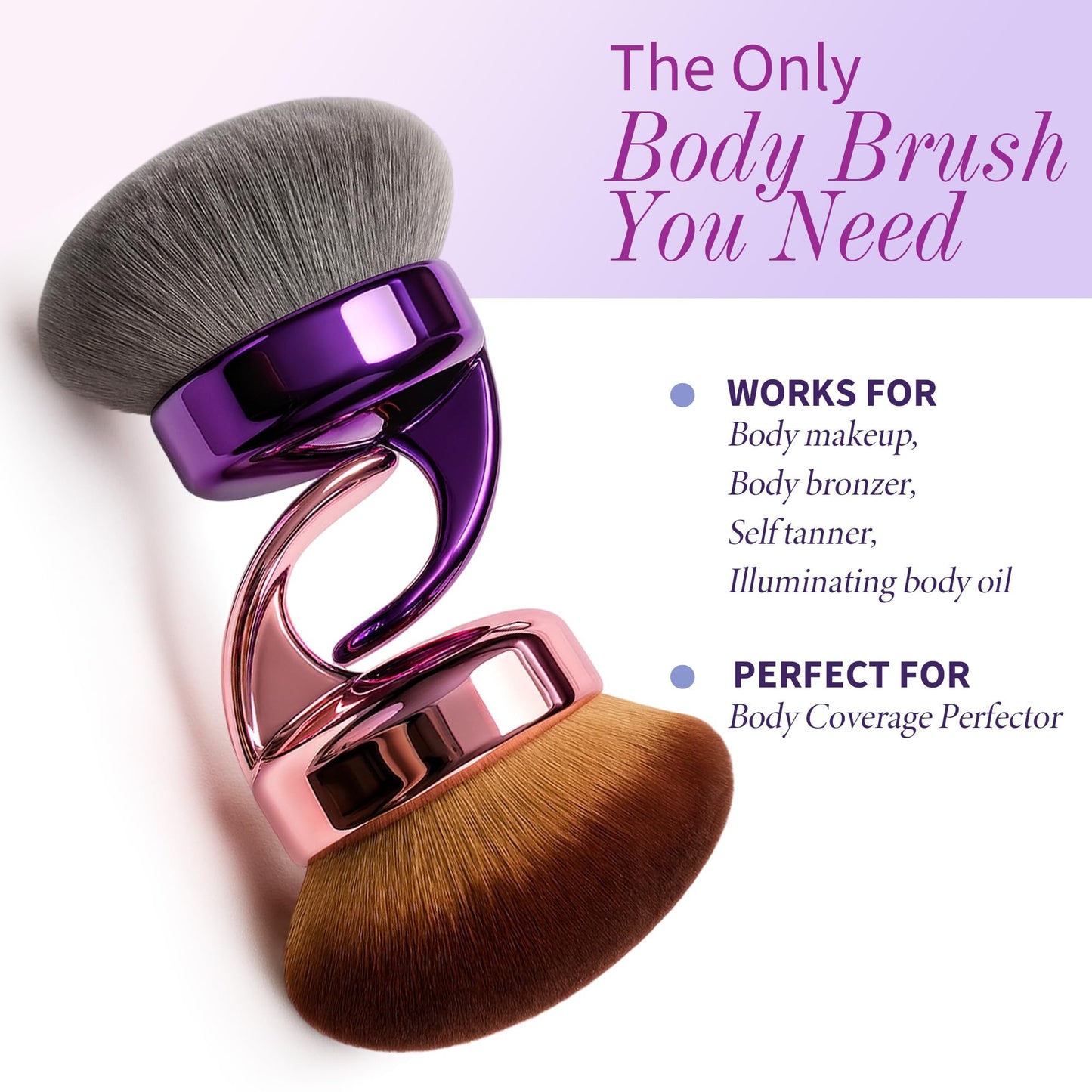 Blend & Blur Ultra Large Body Makeup Brush For Self Tanner, 5.11inch Wide-headed Kabuki Brush, Leg Makeup &Bronzer Self Tan Applicator Provides Effortless Pretty Finish, Blending Applicator- Purple