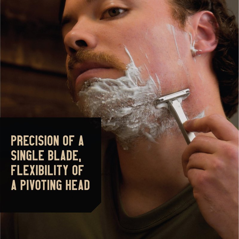 Proof Benchmark 1.0 Single Blade Razor for Men, Machined Aluminum Metal, Made in USA Single Edge Safety Razor with Pivoting Head & Magnetic Cap for Easy Blade Replacement, Includes Leather Case