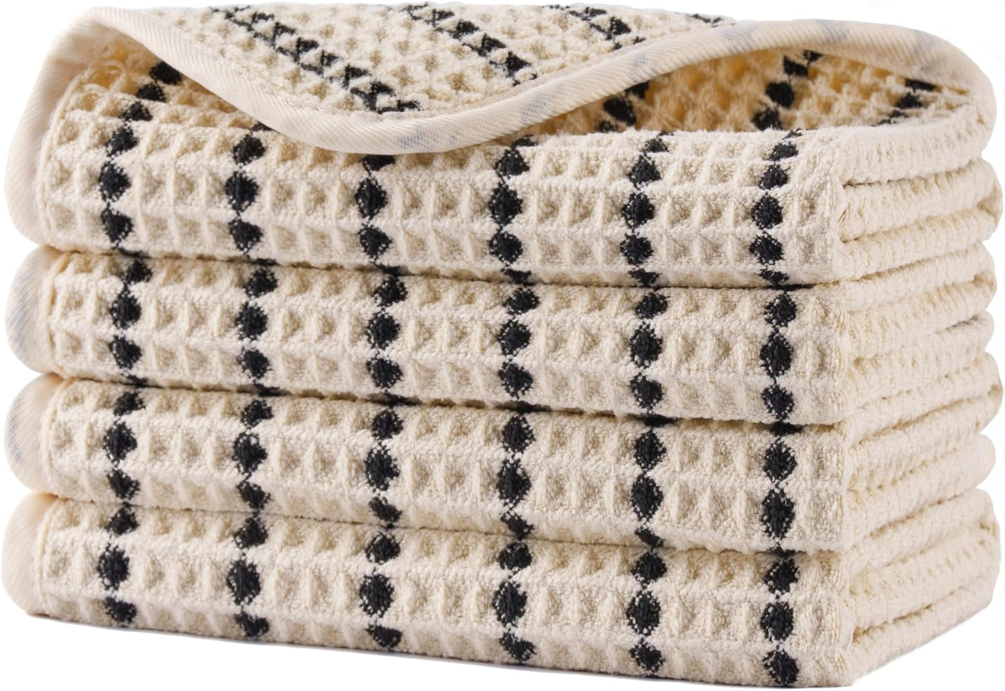 Microfiber Washcloths - Lint-Free Face Towels, 430 GSM | 13 x 13 in, 4 Pack - Waffle Weave