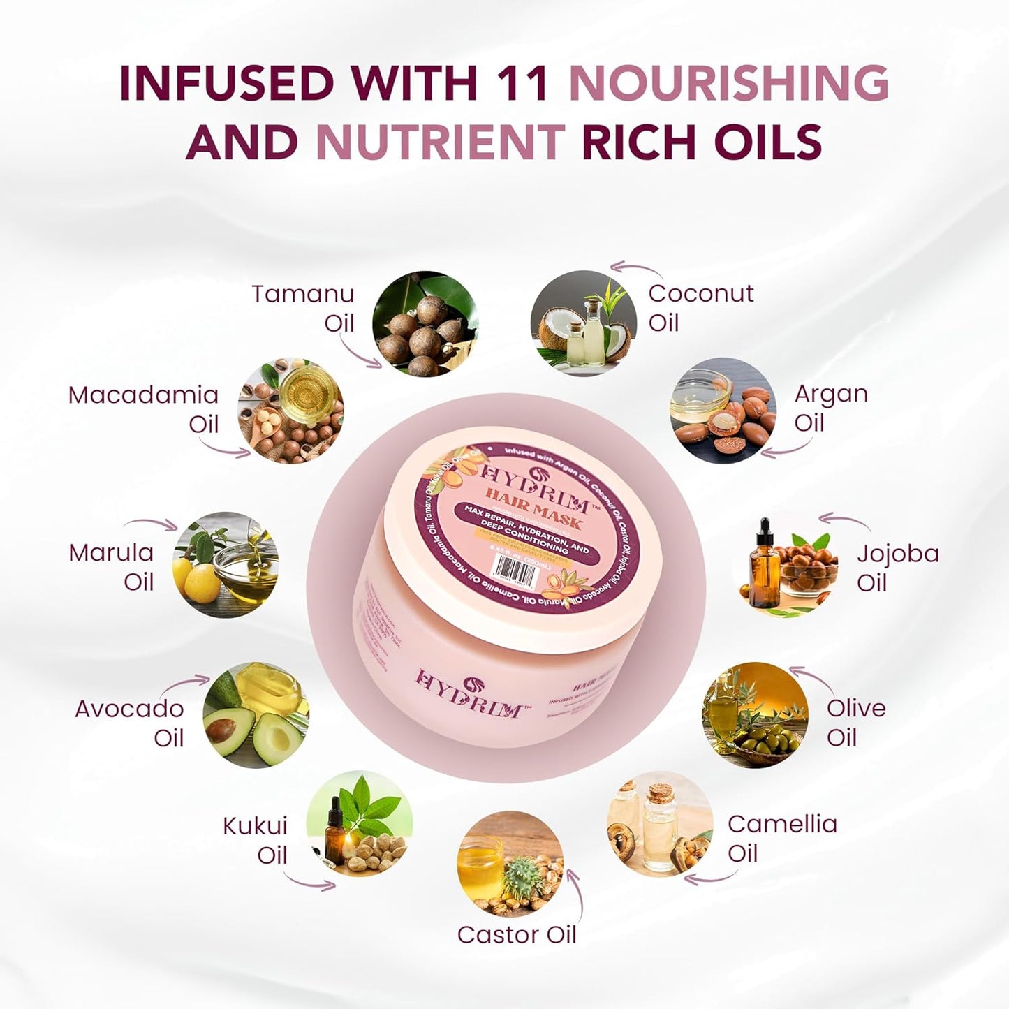 Deep Conditioning Hair Mask - Hydrating Repair Treatment with Argan Oil & 10 Nourishing Oils | 8.45 fl oz